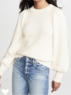 525 America Cream Puff-Sleeve Crewneck Sweater